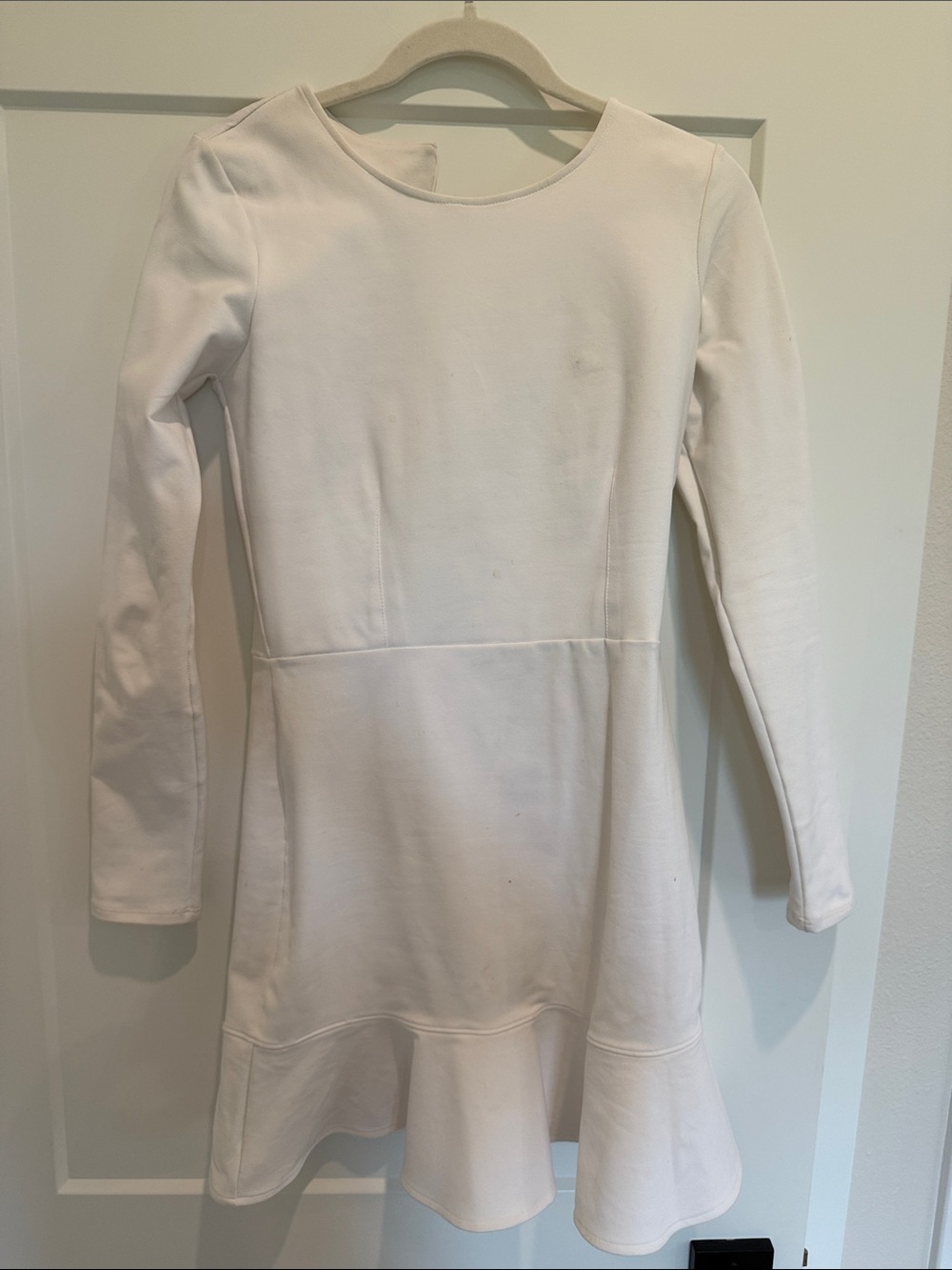 White Long-Sleeve Fit-and-Flare Dress